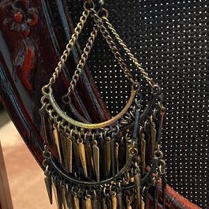 Boho Fringe Statement Earrings in Antique Gold